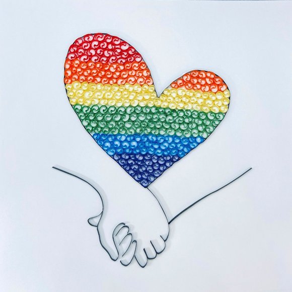 Hand in Hand Spread Love and Joy with our Quilled Rainbow Heart Home Décor - Picture 1 of 2
